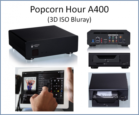 Долгоочікувана модель від Syabas Technology Inc. - Popcorn Hour A-400.  Popcorn Hour A-400 &ndash; мультимедійний 3D Blu-ray плеєр. Завдяки найсучаснішому процесору Sigma Designs SMP8911, Вам по плечу реалізувати найвибагливіші ідеї при створенні домашнього 3D медіацентру.
